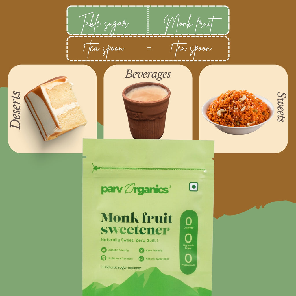 Monk Fruit Allulose Sweetener 200g – No Erythritol | Parv Organics
