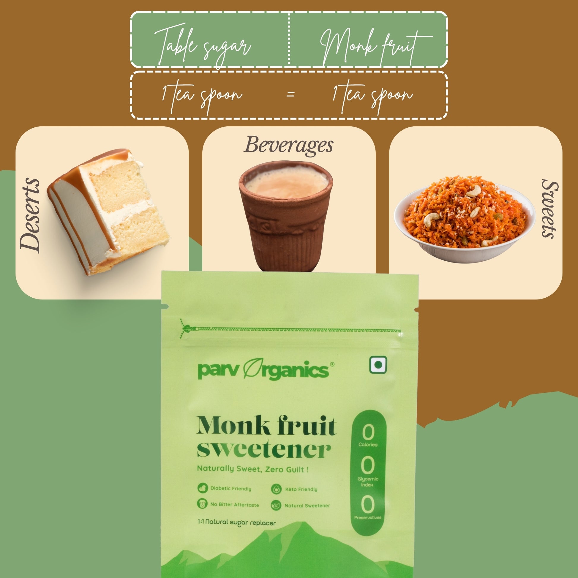 Monk Fruit Allulose Sweetener 200g – No Erythritol | Parv Organics